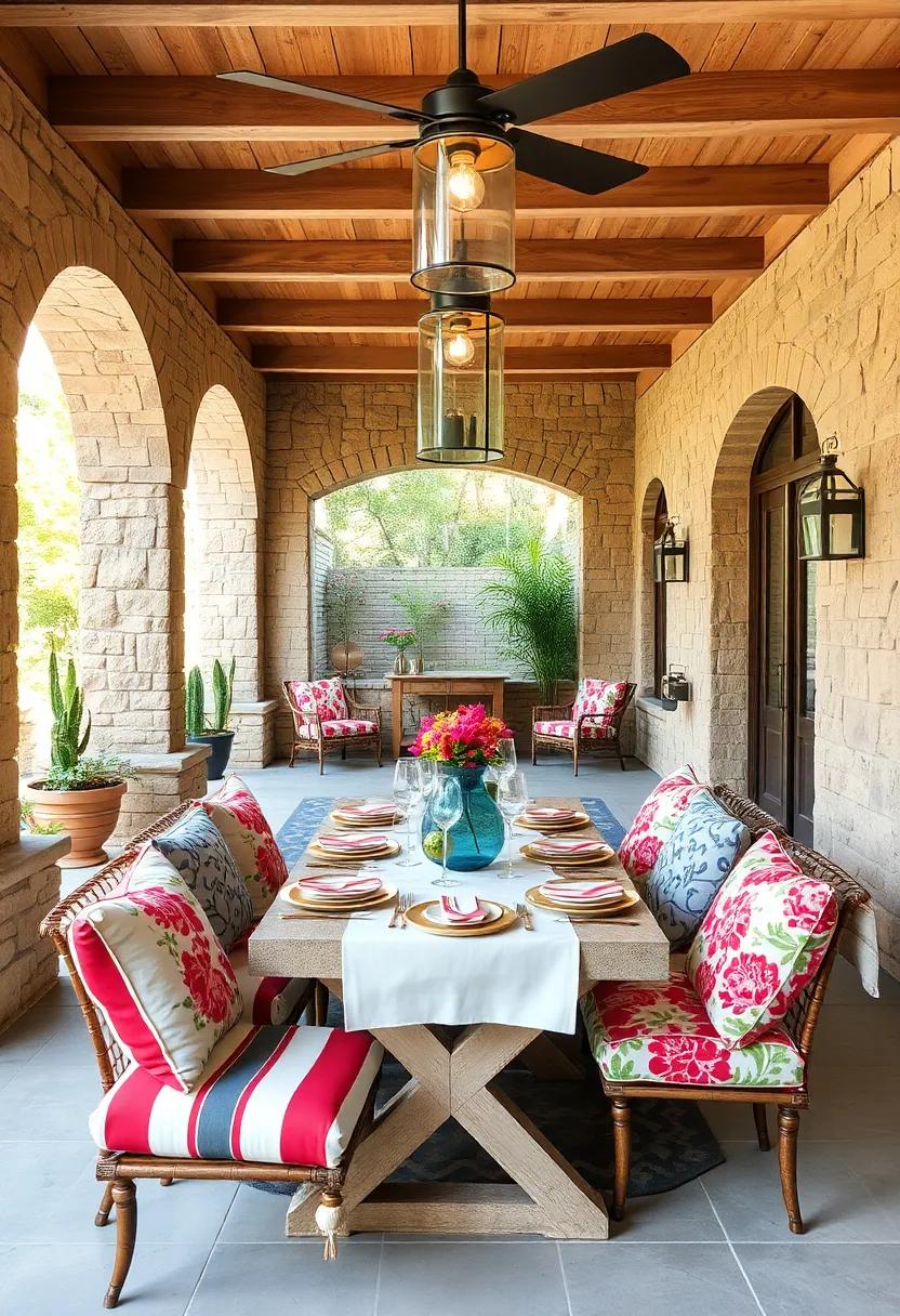 Playful Patterns: Use⁢ vibrant textiles with stripes or floral patterns ⁢for‍ table settings and cushions to ‌infuse personality​ and charm into your outdoor dining ambiance