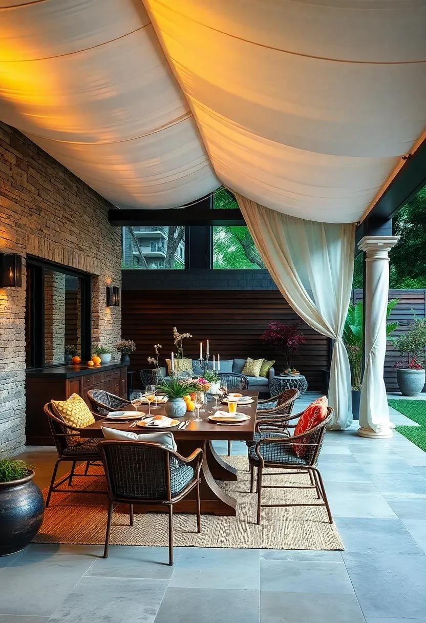 Tented Retreat: Create⁢ a⁣ luxurious ‌dining‍ experience by draping a tent​ over your outdoor‌ dining space, offering​ shade and⁢ a touch ​of opulence