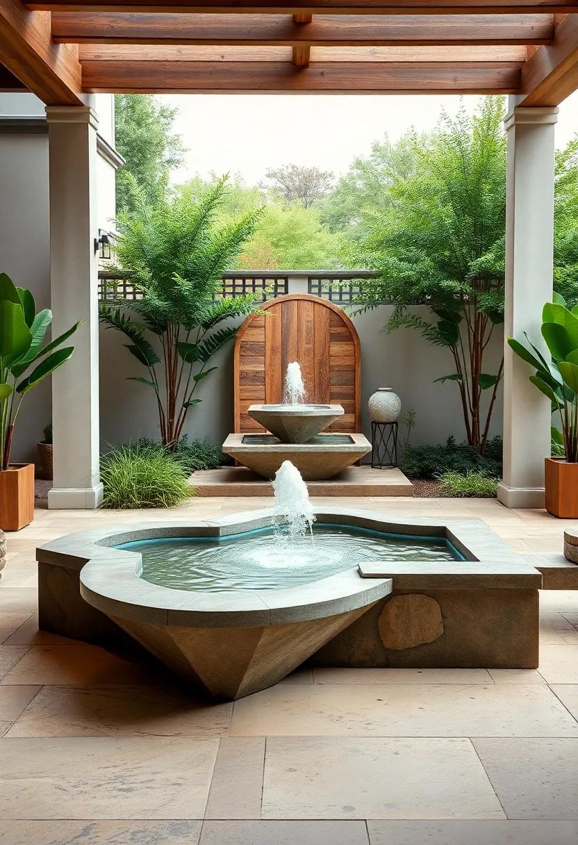 geometric Shapes: Integrate geometric fountains in bold shapes ‌for a modern look that adds artistic flair to your outdoor area