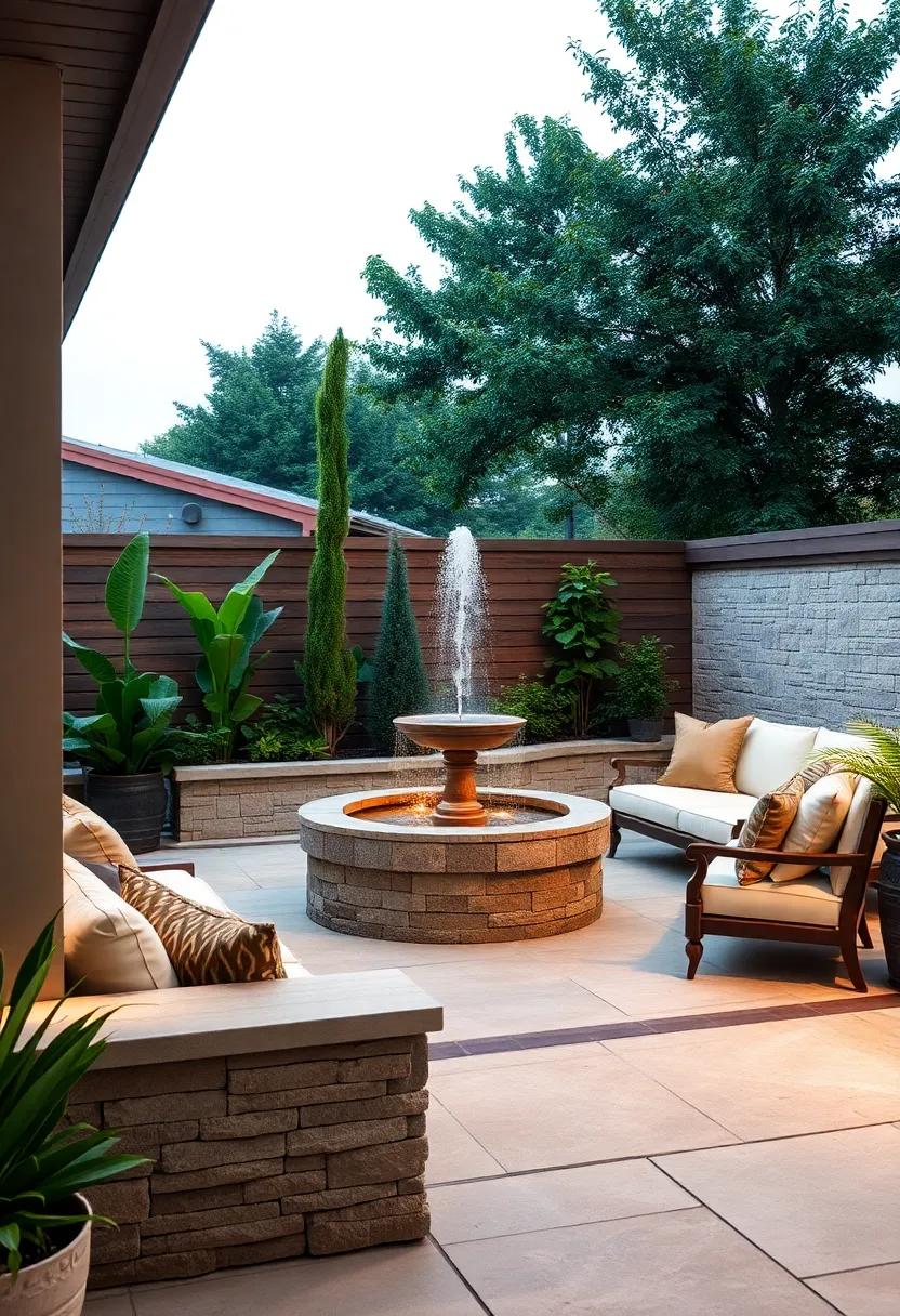 integrated ‍Seating: Design a‌ built-in seating area around a fountain to encourage gatherings and lively conversations‌ in your patio