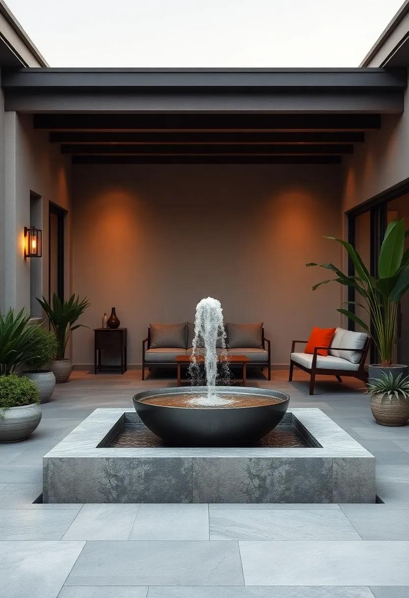 Modern Minimalism: Choose a sleek, stainless‌ steel fountain that adds a contemporary touch while reflecting light beautifully