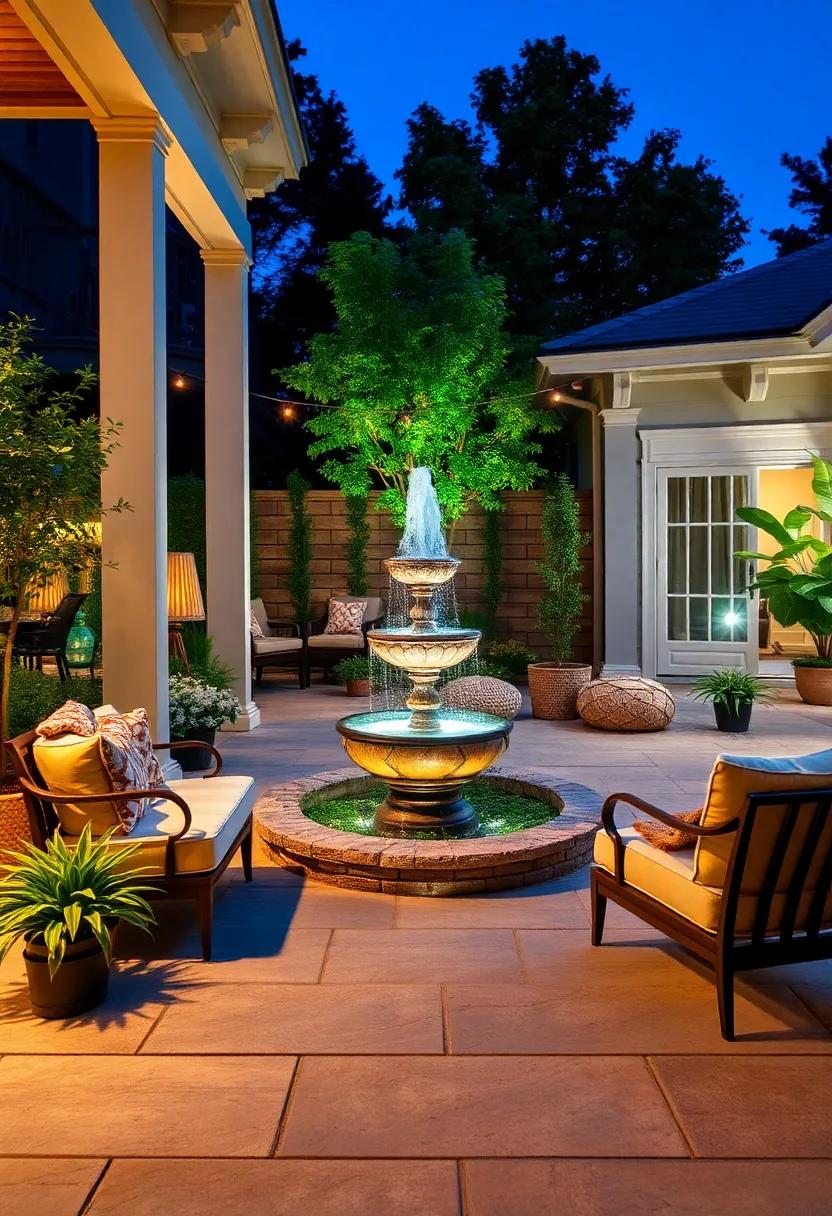 Nighttime Magic:‌ Highlight the fountain with landscape lighting to create a ⁣magical nighttime ambiance⁤ that enhances evening gatherings