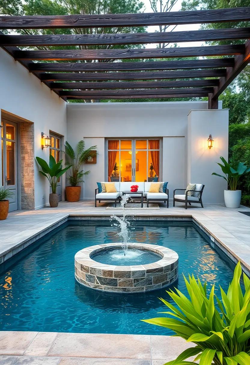 Poolside Paradise: Install a fountain that ⁤spills water into a swimming pool, combining elegance and tranquility in one ⁣stunning feature