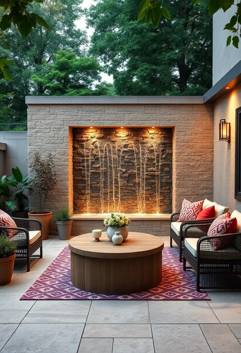 Sound of Rushing Water: Enhance your patio with a large wall fountain​ that creates the melodic sound of rushing water