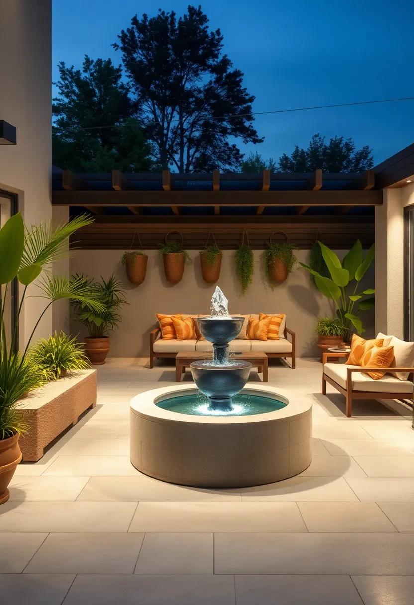 Sustainable​ Design: Implement a solar-powered fountain that minimizes energy use while providing a stunning visual impact