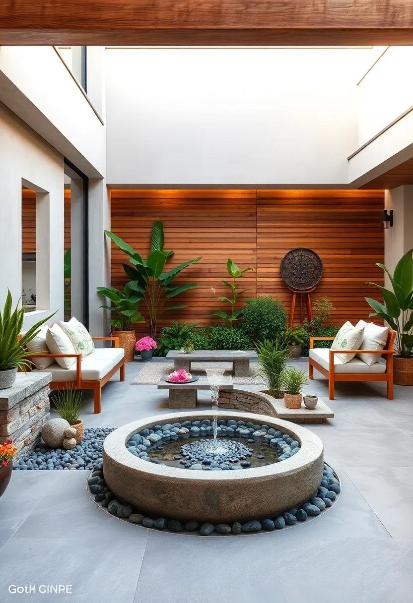 Zen Vibes: Design a tranquil Zen garden with⁤ a ​small, pebble-strewn fountain that ‍encourages ⁣relaxation and mindfulness