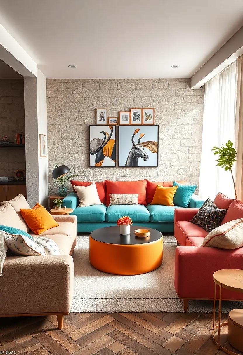 Colorful ‌Couch ⁤Chaos: embrace vibrant hues with a mix-and-match ⁣approach⁢ to ⁤upholstery⁤ that invites comfort and joy