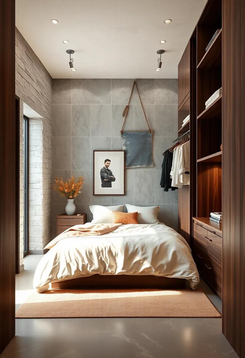 Customize your open closet with wear-resistant wood finishes or metal accents to introduce an industrial or rustic vibe that fits your style