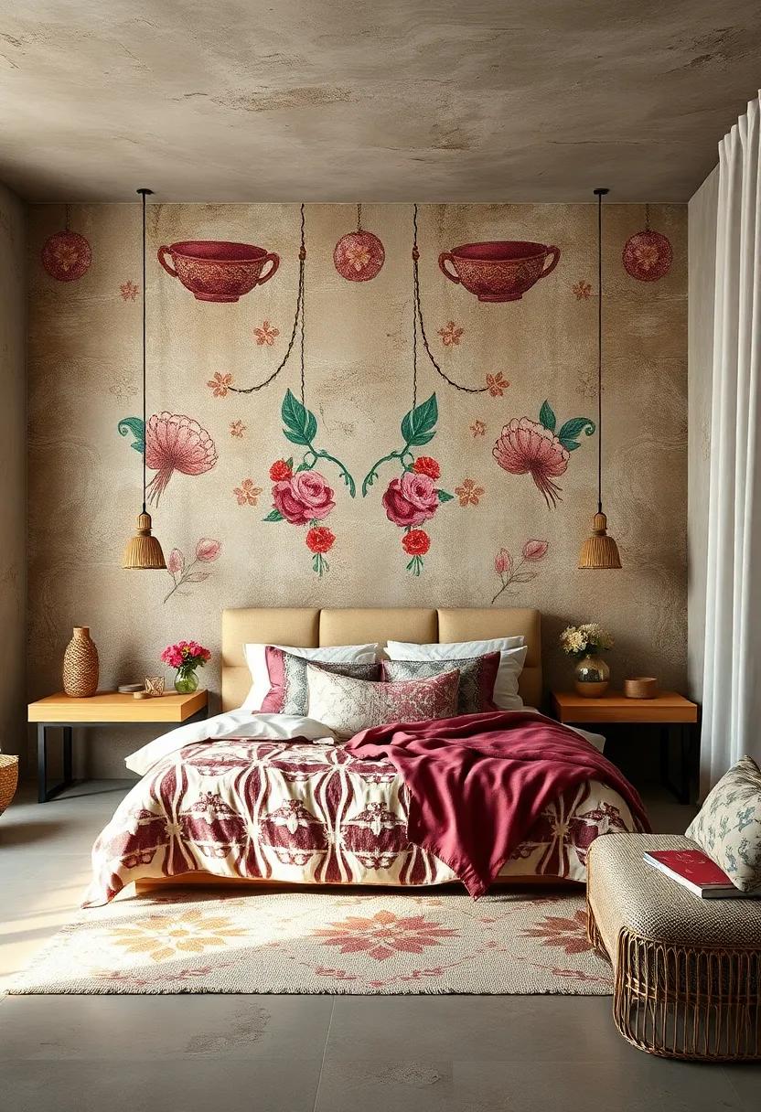 Bohemian Textiles: Showcase your eclectic style with bright, bohemian prints that express creativity and flair in your bedroom