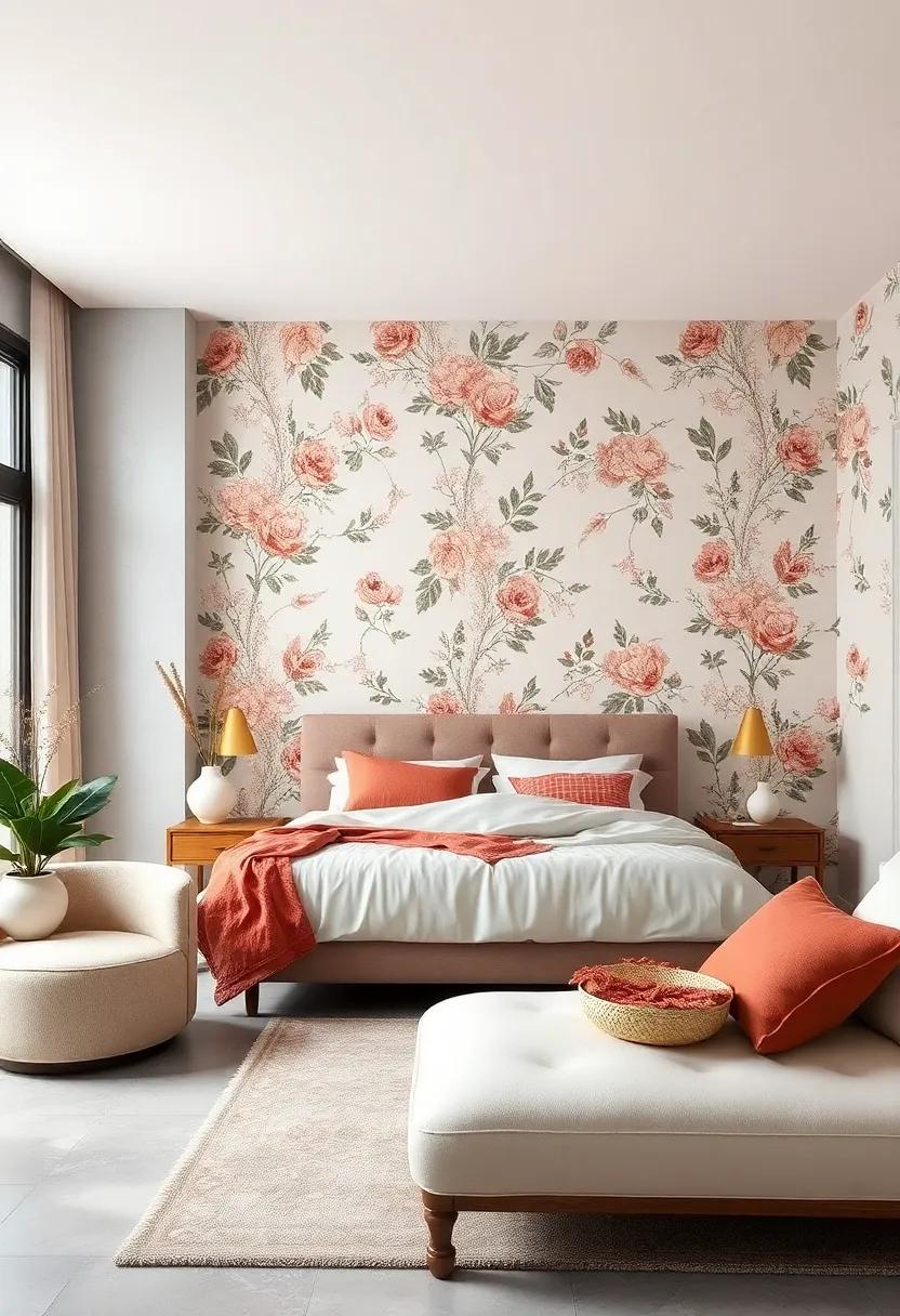 Classic Floral Patterns: Embrace timeless elegance with soft floral wallpaper that adds a touch of nature