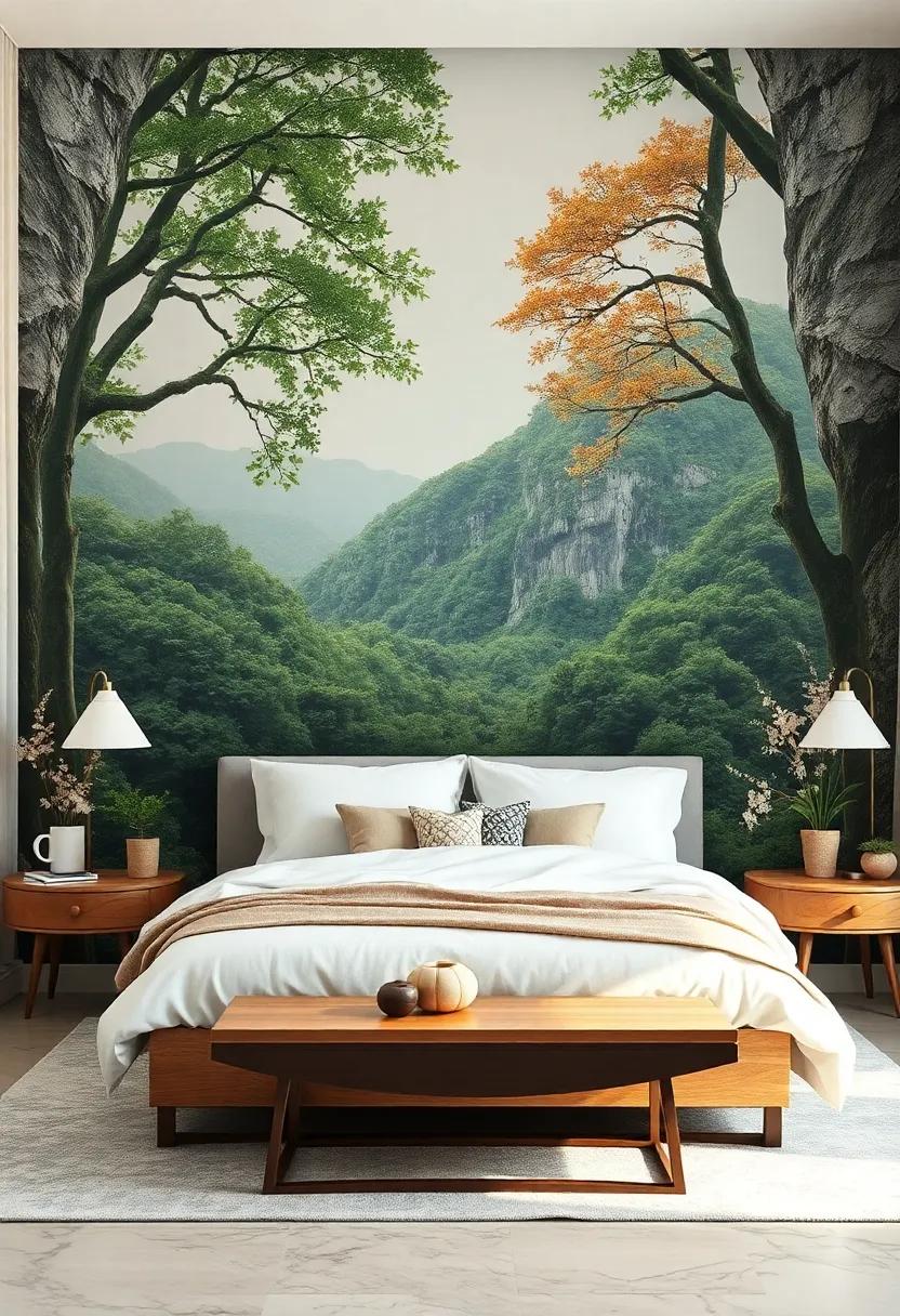 Nature-Inspired Murals: Transform an entire wall with oversized nature murals featuring lush landscapes or tranquil vistas