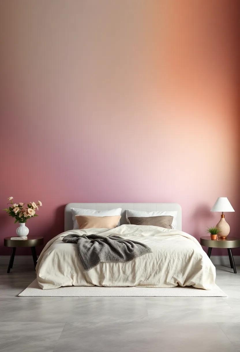 Ombré Effects: Create a gradient effect on your walls with ombré wallpaper that seamlessly blends colors for a calm and beautiful look