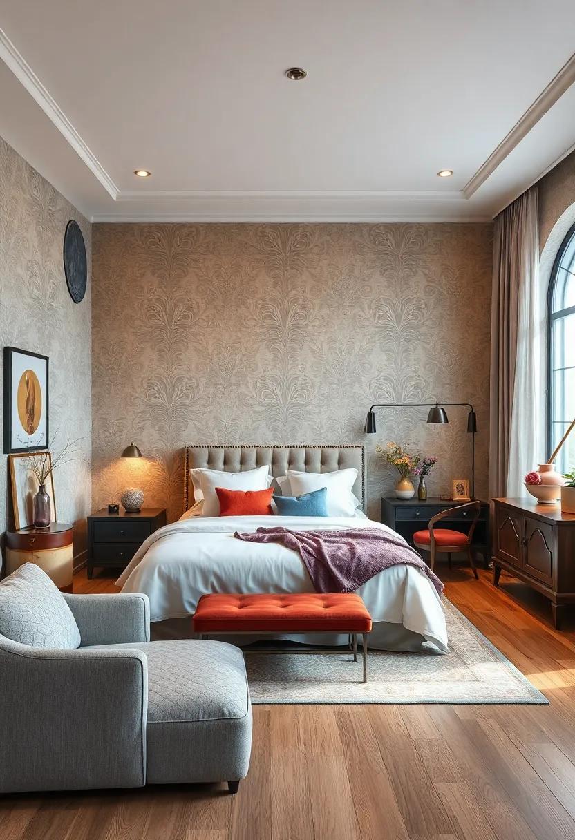 Vintage Damask: infuse your bedroom with history and sophistication using rich damask prints that whisper tales of romance