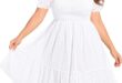 Flattering Plus Size Summer Dress with Charming Puff Sleeves