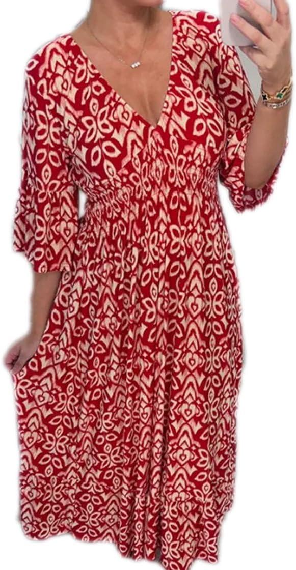 Chvity Boho V Neck Dress: Summer Style with Comfortable Fit