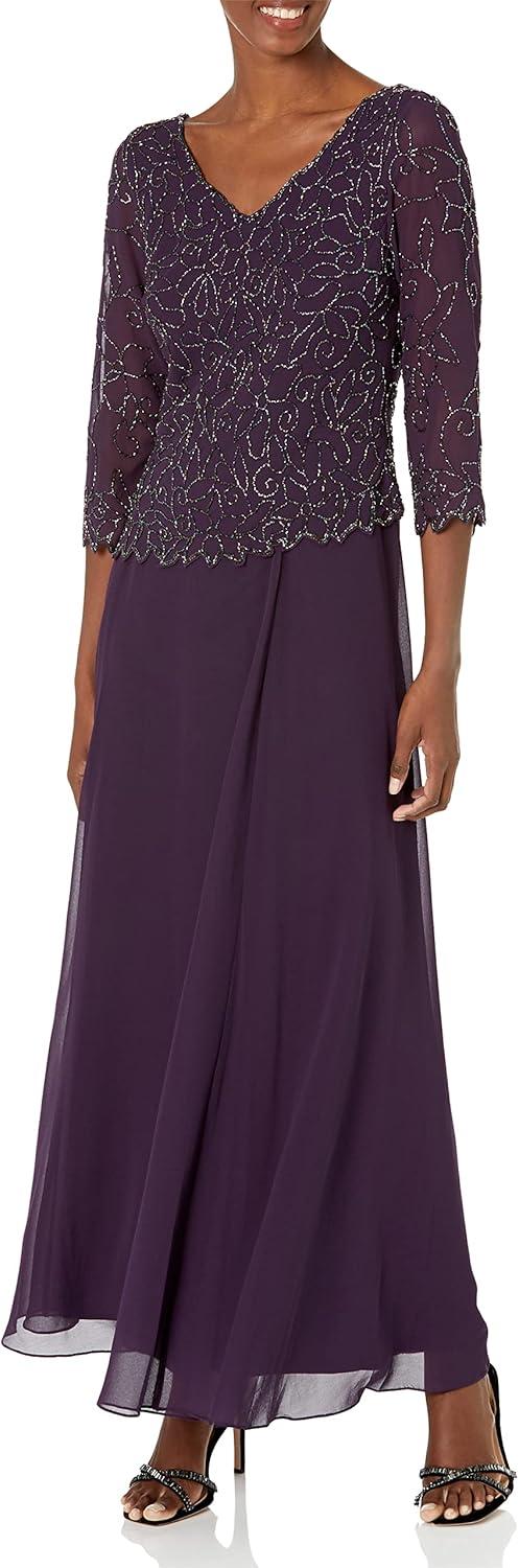 Exploring Elegance: J Kara’s V-Neck 3/4 Sleeve Long Dress Review