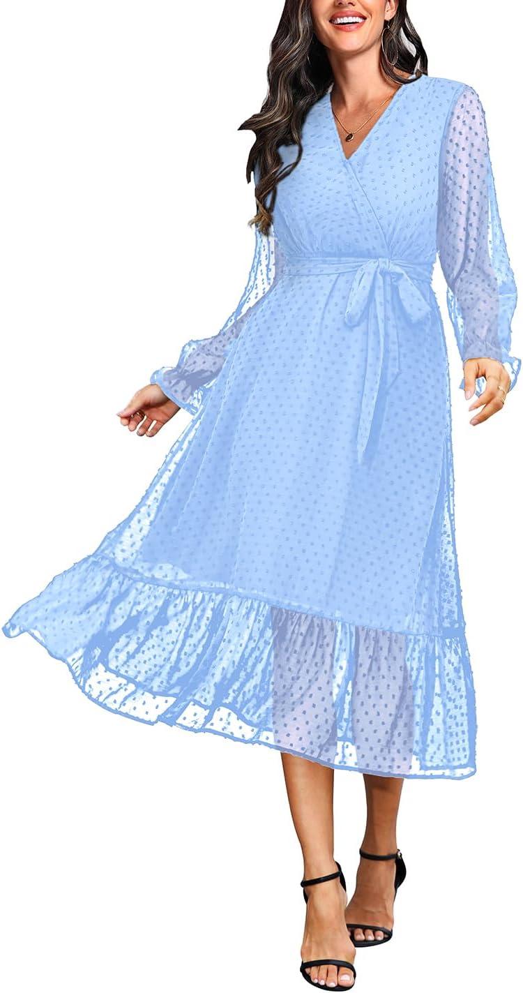 Flowy Baby Blue Midi Dress: Stylish Comfort for Every Season