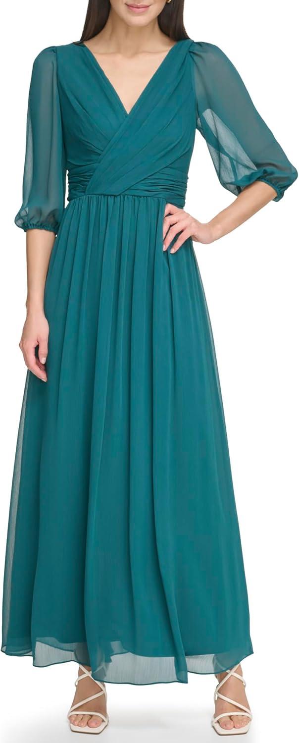 Flowing Elegance: Exploring the DKNY Long Chiffon V-Neck Dress