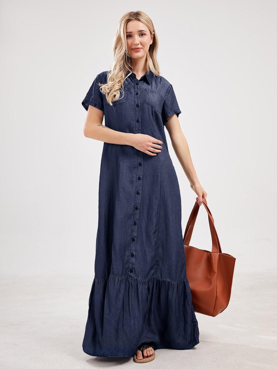 Why​ We're Loving the Casual Comfort of ​UTCOCO's Denim maxi Dress