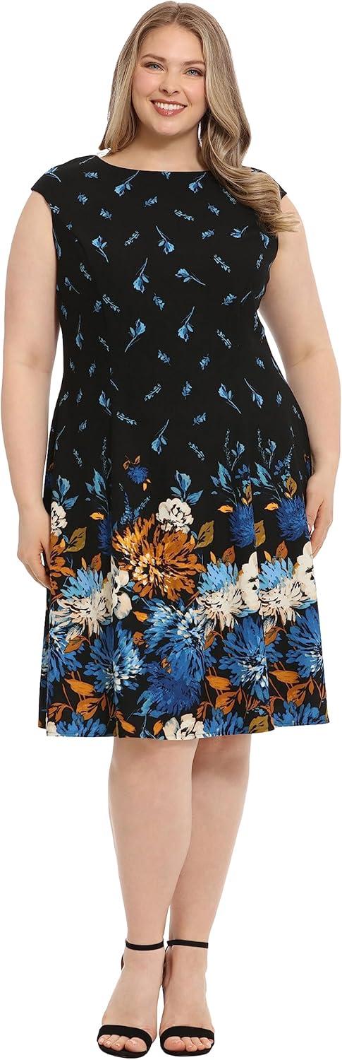 Summer Elegance in London Times' Cap Sleeve Fit ‌& flare Dress