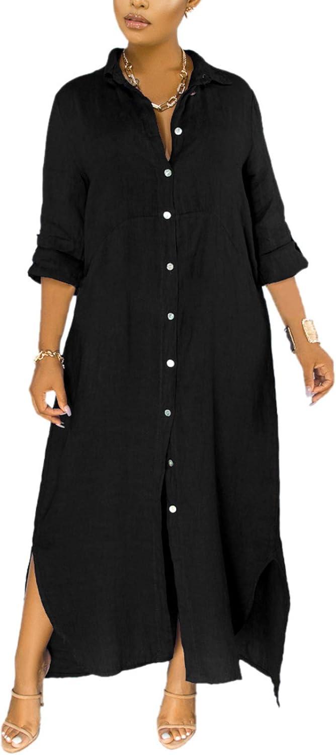 Exploring the Style and Comfort of Chatinction's Button-Down Maxi Dress