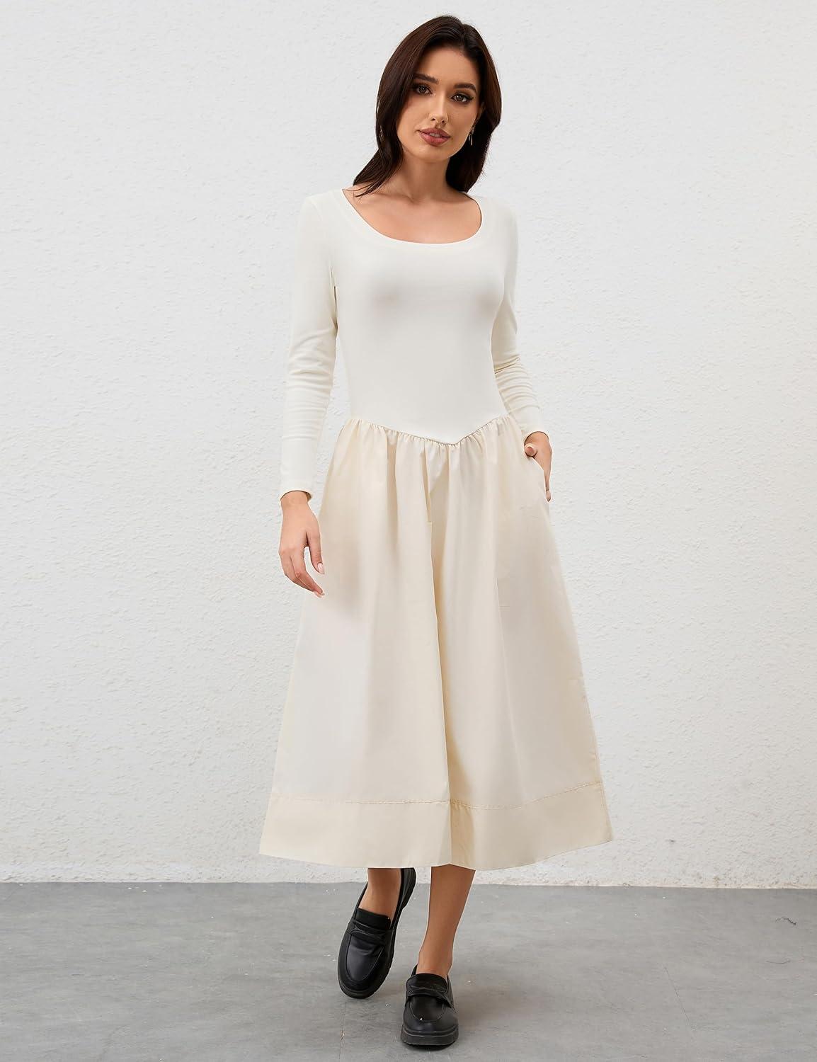 Our Honest Take on Livtany's Chic Beige‍ Square⁢ Neck Midi Dress