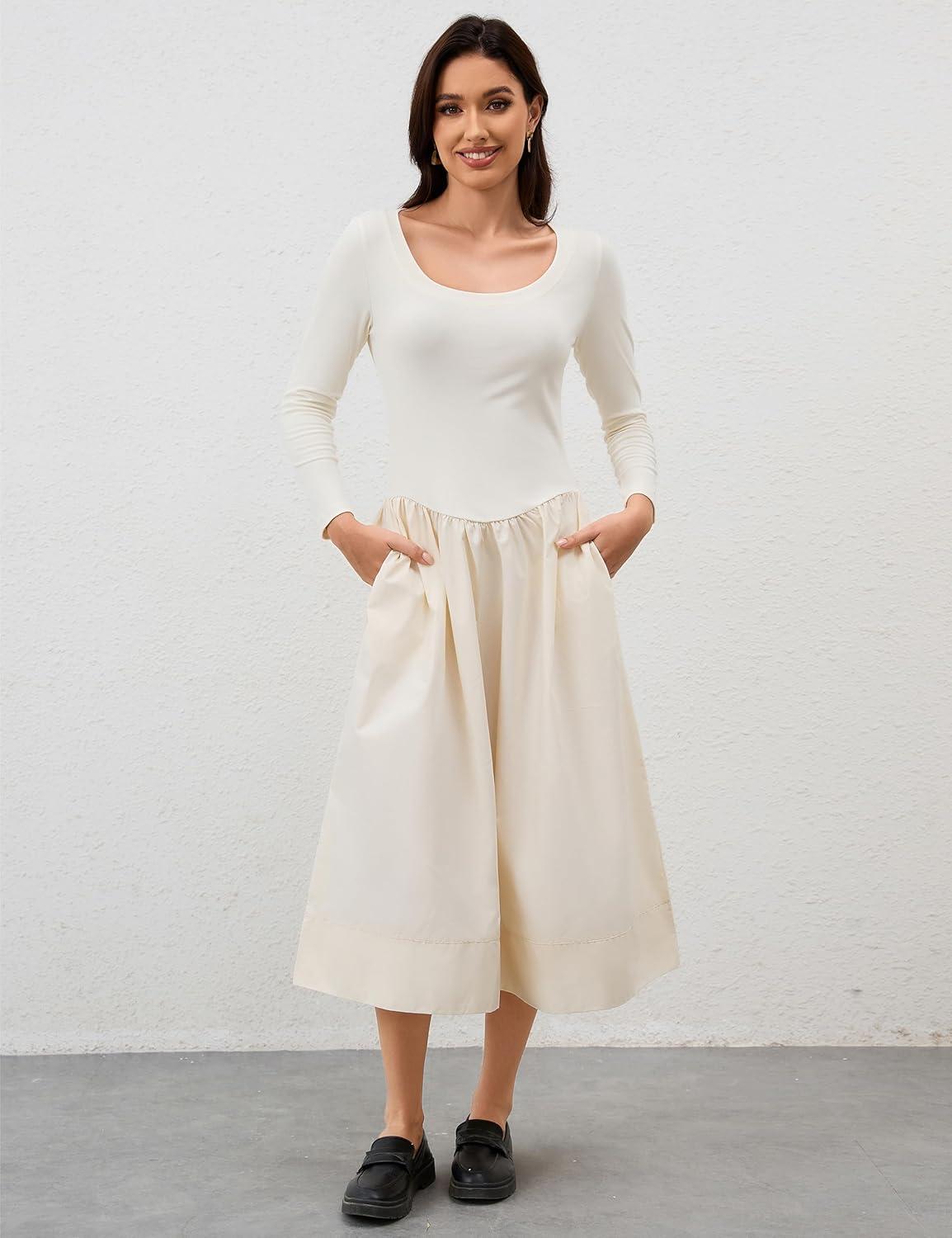 Our Honest take on Livtany's ⁢Chic Beige Square Neck Midi​ Dress