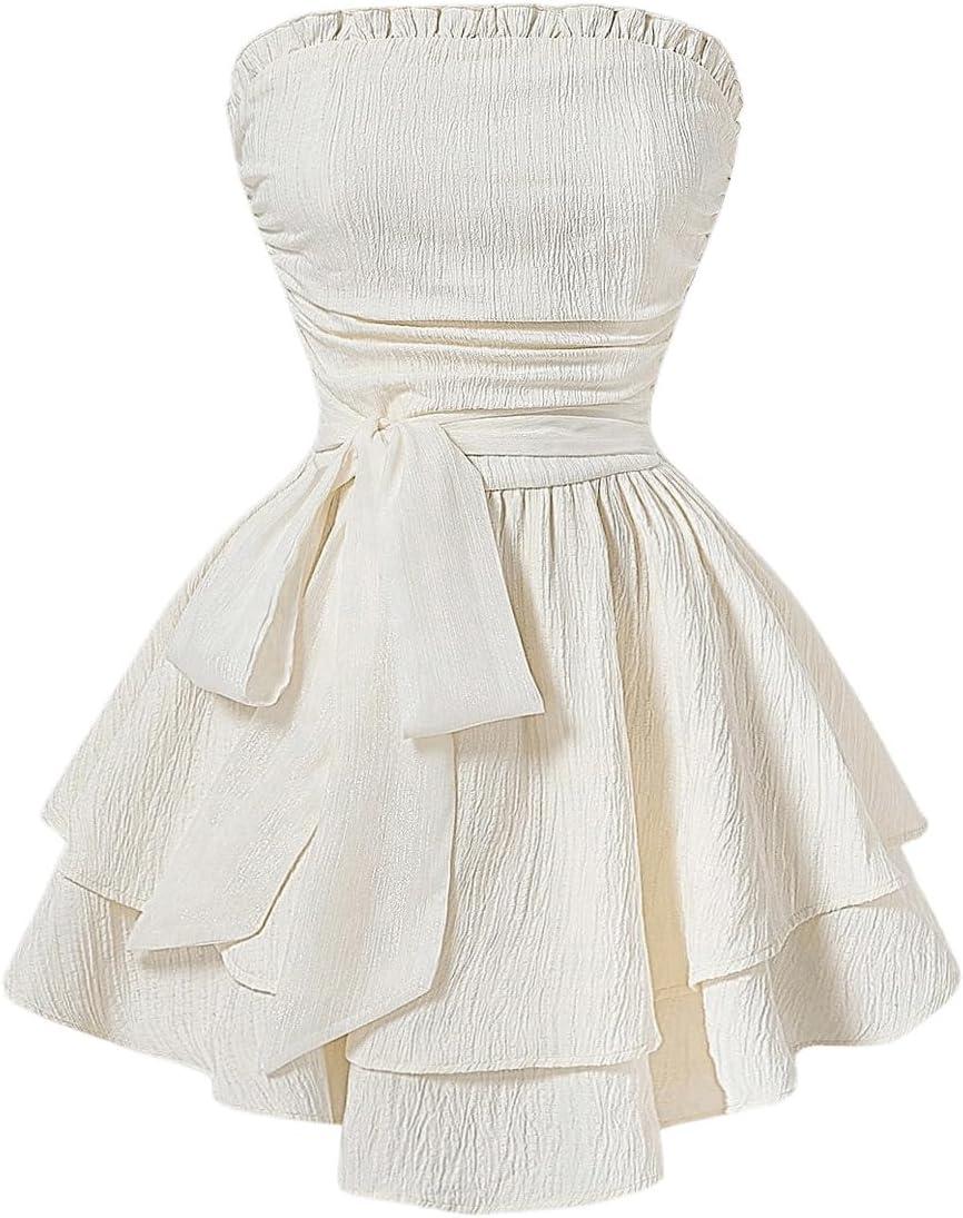 Chic and Flowy: Exploring the Strapless White A-Line Dress