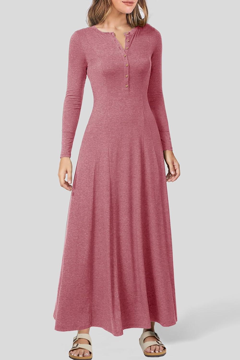 Embracing Fall Vibes: ⁣Exploring MITILLY's Dusty Rose Maxi Dress