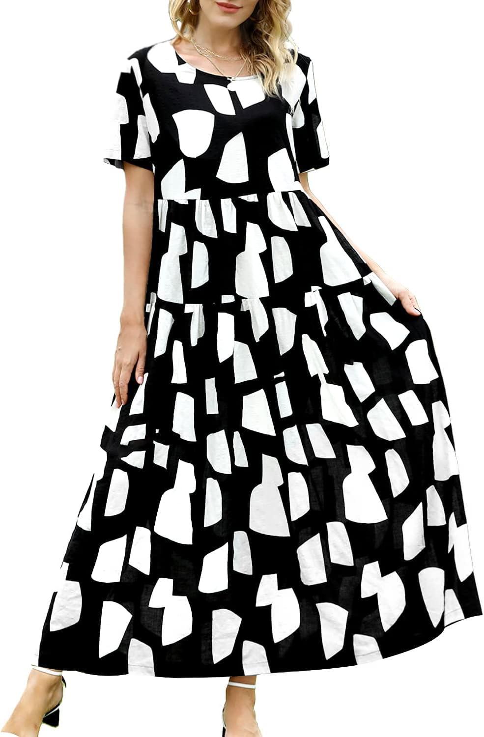 Flowy Comfort⁣ Meets Floral Charm: Exploring YESNO's Bohemian Maxi Dress