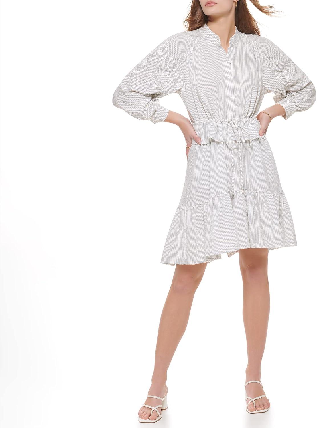 Flowy Ruffles & Stripes: Exploring Calvin Klein's Casual Dress