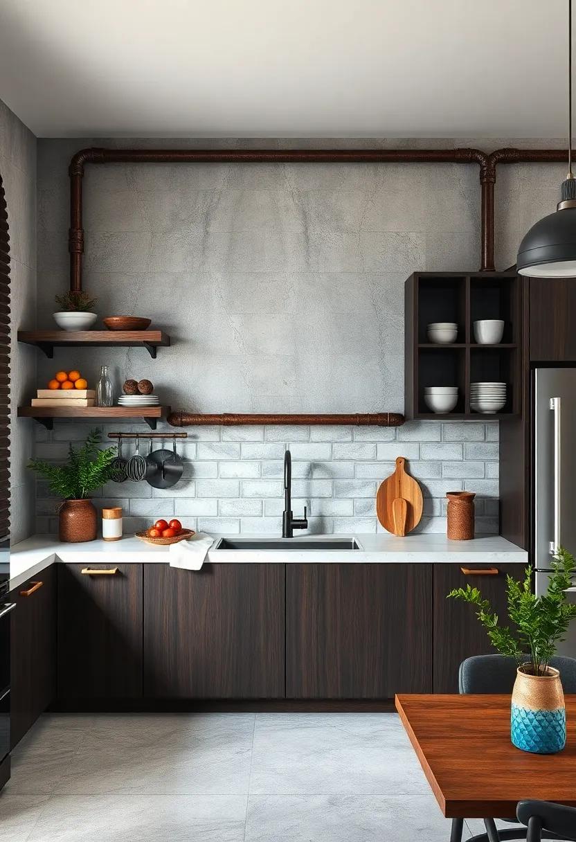 Industrial Pipes:‍ Create a unique backsplash using exposed pipes for a raw look that merges art with functionality