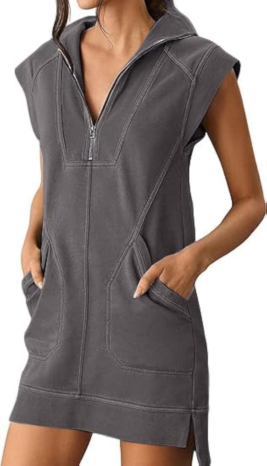 Sleeveless Zip-Up Mini Dress: Casual Comfort Meets Easy Style Sleeveless Zip-Up Mini Dress: Casual Comfort Meets Easy Style