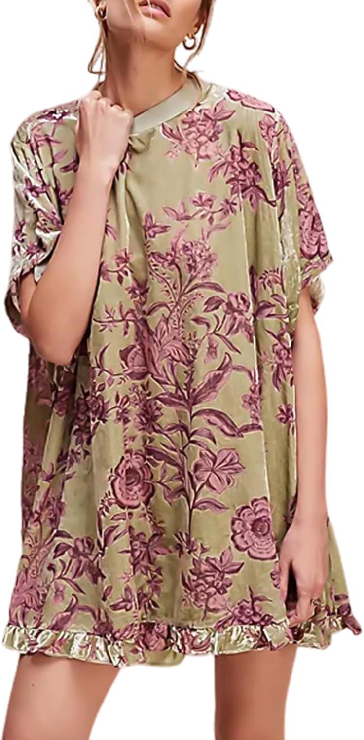 Wyeysyt Green Velvet Mini Dress: Vintage Floral Comfort Review