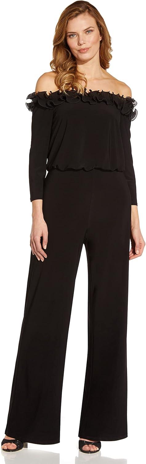 Adrianna Papell Ruffled Jumpsuit: Elegant Details, Modern Fit Adrianna Papell Ruffled Jumpsuit: Elegant Details, Modern Fit