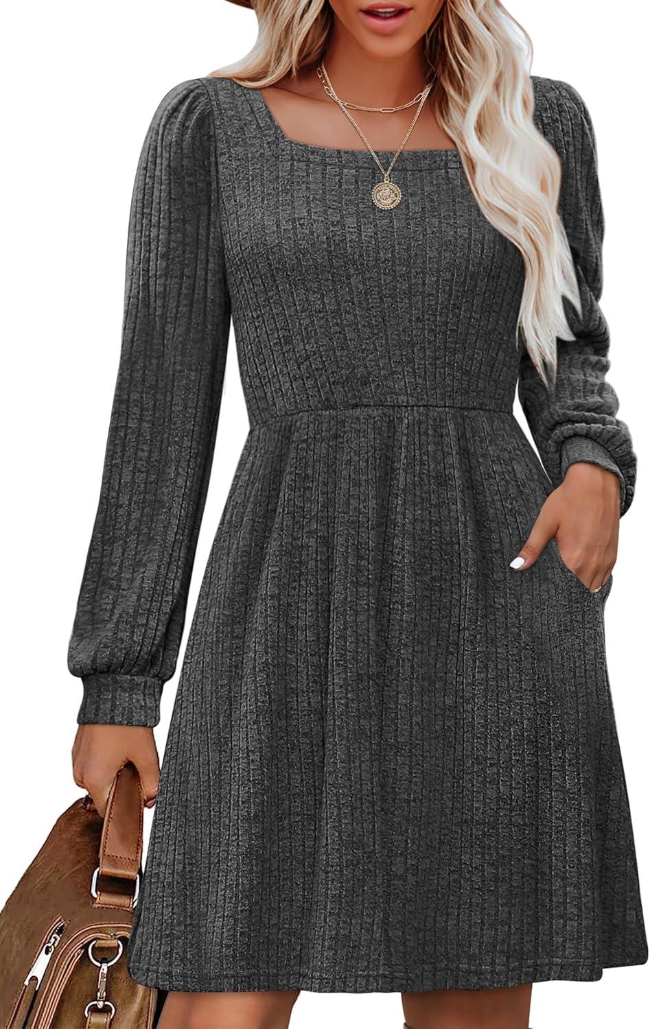 Cozy and Stylish: Exploring the OFEEFAN Knit Sweater Dress with Pockets