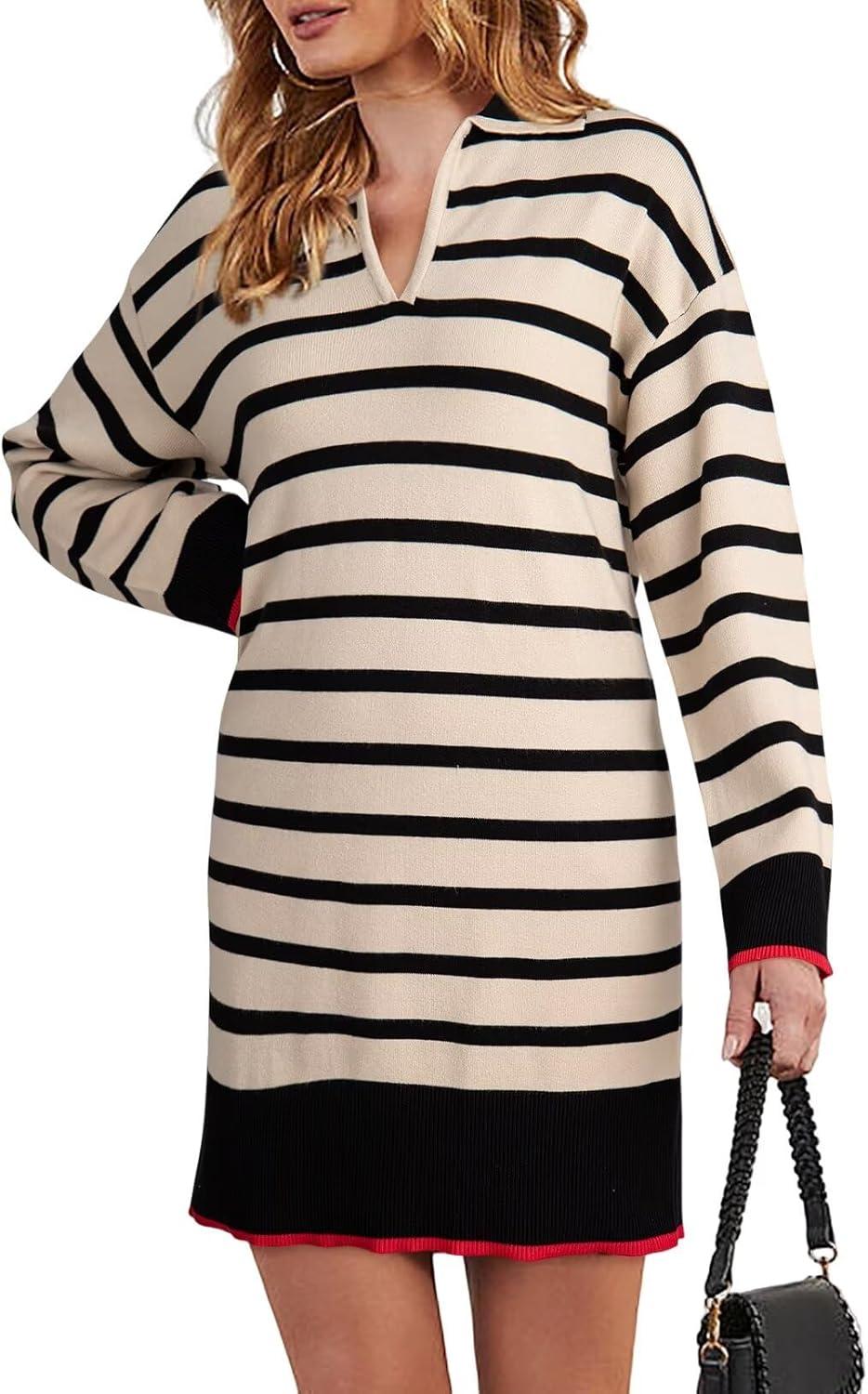 Effortless Fall Style with Dokotoo's Striped polo Sweater Dress