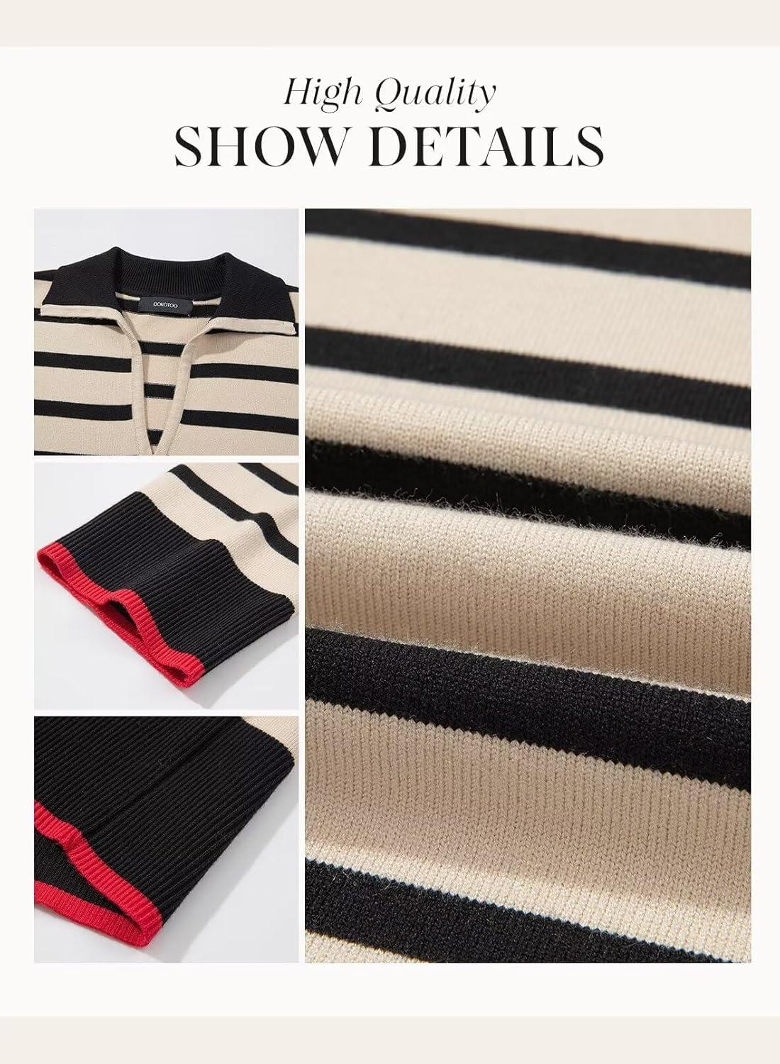 Effortless Fall Style with Dokotoo's Striped Polo Sweater Dress