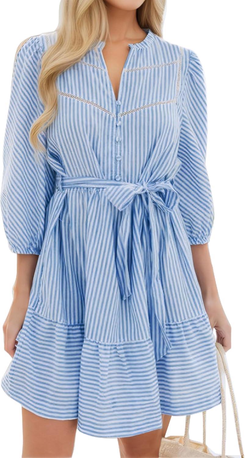 Effortless Style in Every Season: ECOWISH Striped Shirt Dress Review