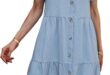 Effortless Style In Porrcey Casual Denim Babydoll Dress