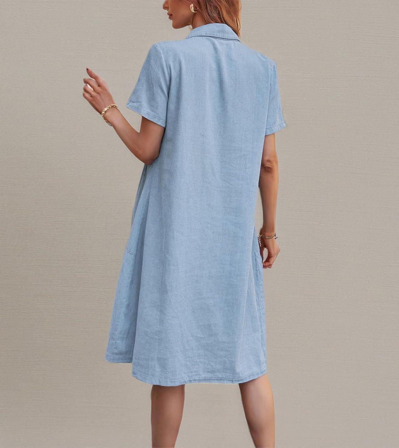 Effortless Style in PORRCEY's Casual Denim Babydoll Dress