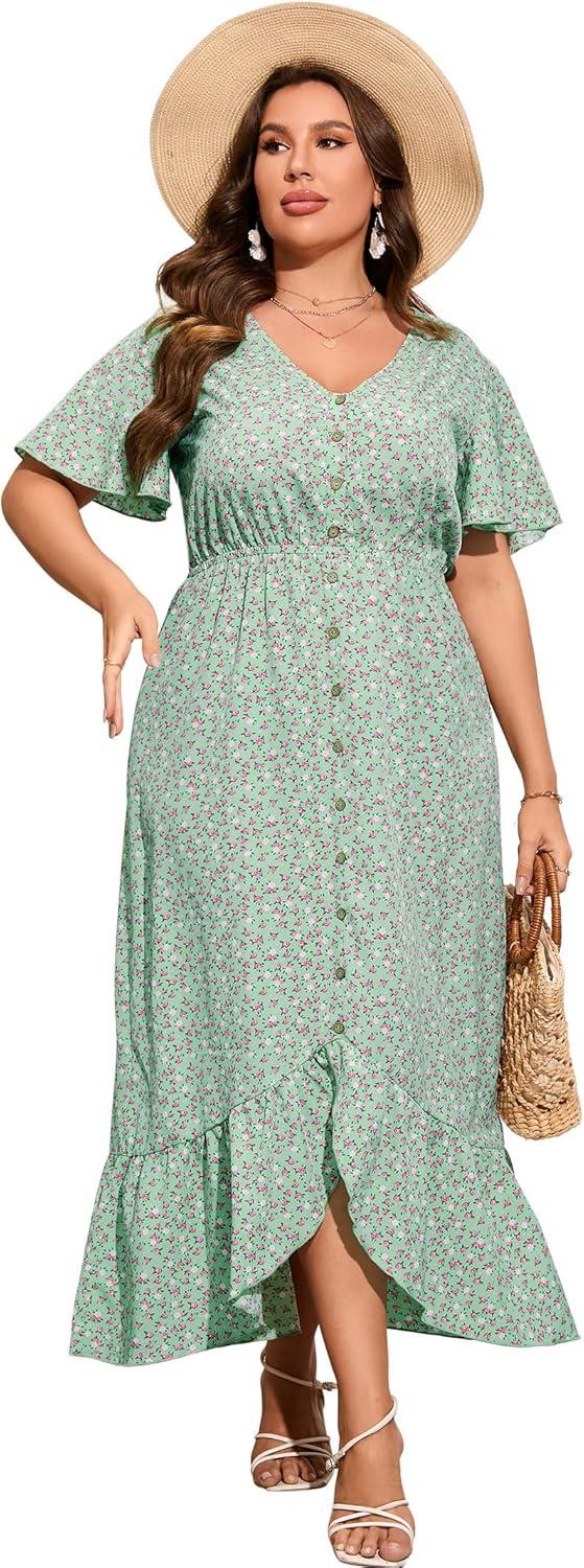 Flowy Comfort and Style: Exploring the KOJOOIN Plus Size Maxi Dress