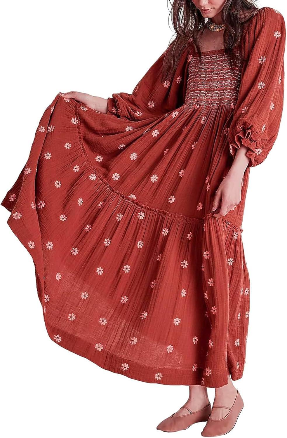 Flowy Floral Bohemian Dress with Pockets: A Casual Fall Favorite Flowy Floral Bohemian Dress with Pockets: A Casual Fall Favorite