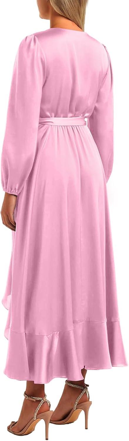 Flowy Satin⁣ Wrap⁢ Maxi ⁤Dress Perfect⁣ for Spring ⁢& Fall Events