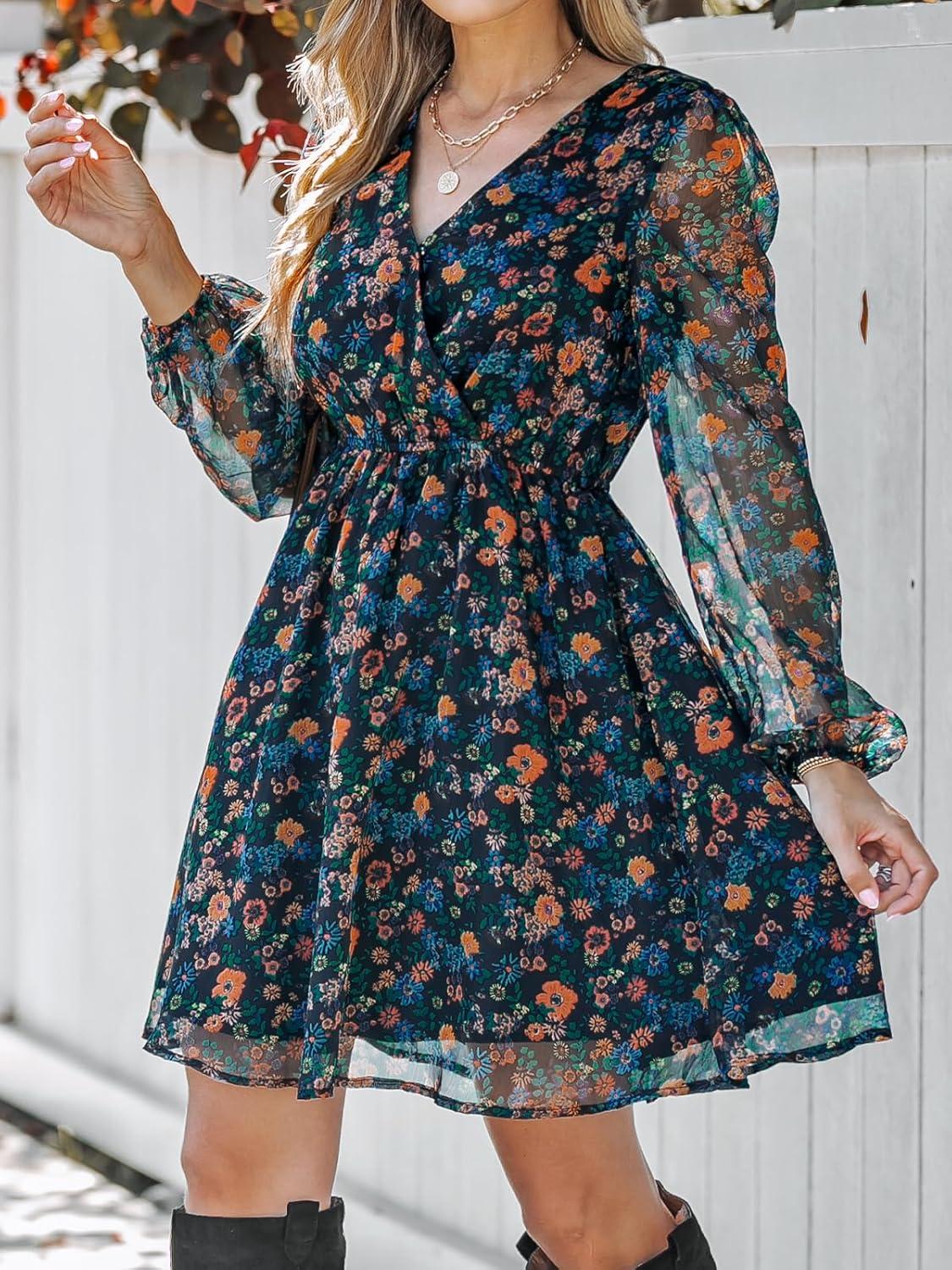 Flowy⁣ Spring to Autumn:⁣ Exploring CUPSHE's ⁣Mini V Neck Dress