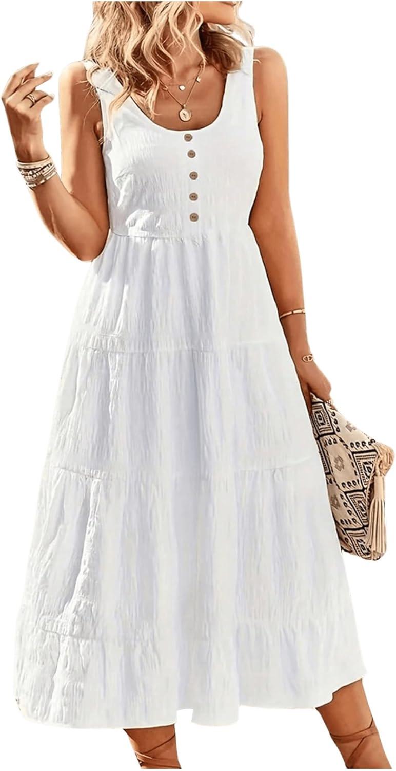 Flowy Summer Style: Exploring SHENHE's Sleeveless Midi Dress with Pockets