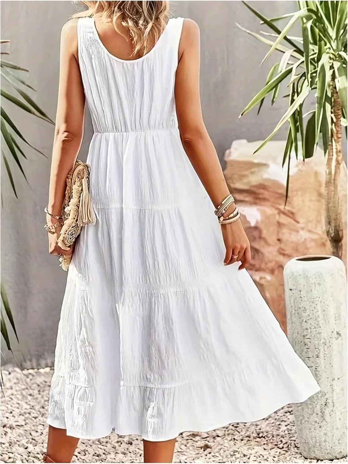 flowy Summer Style: Exploring SHENHE's Sleeveless Midi Dress with Pockets