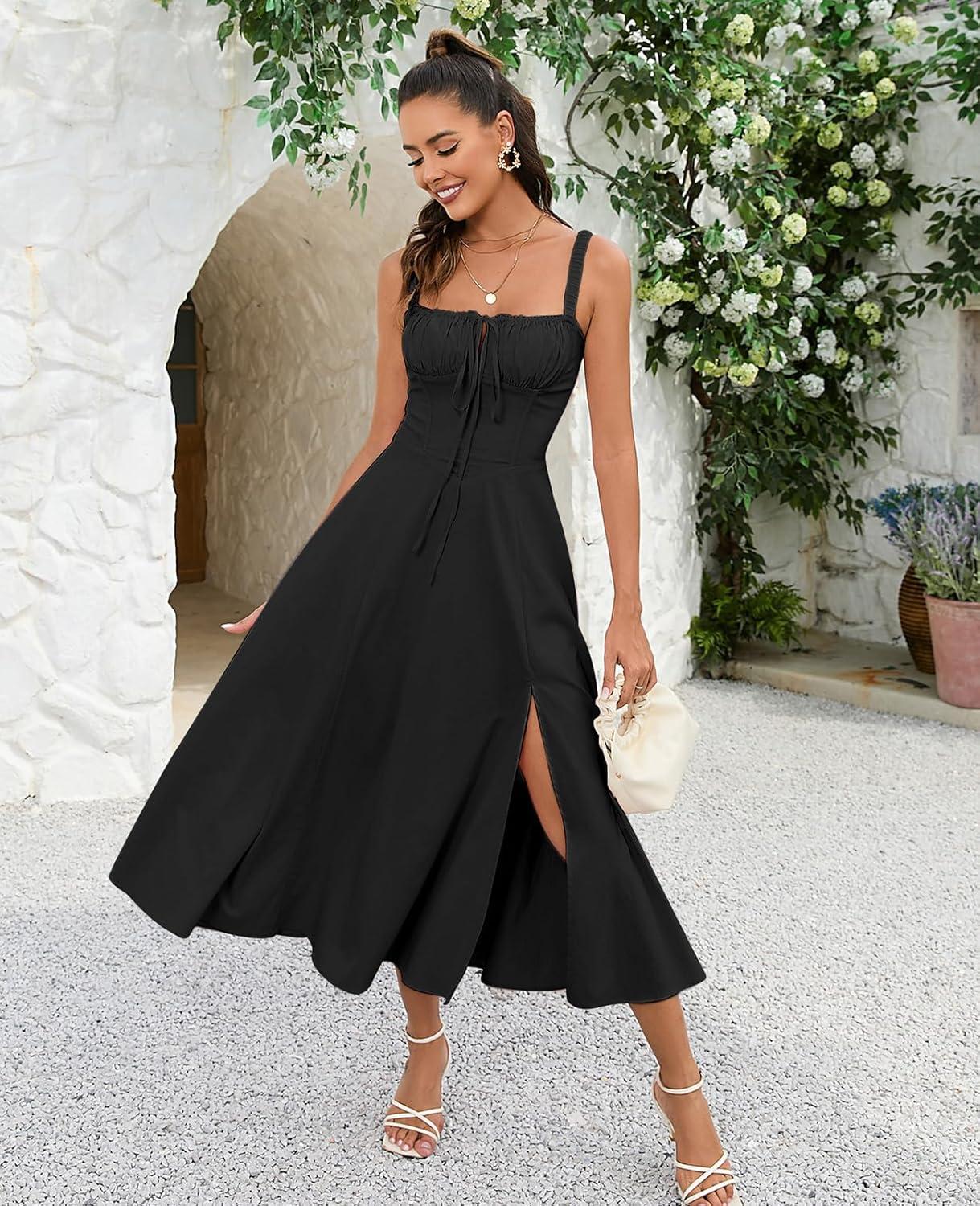 GLNEGE Women's Summer milkmaid Midi Dress: how ⁣it fits ‌you