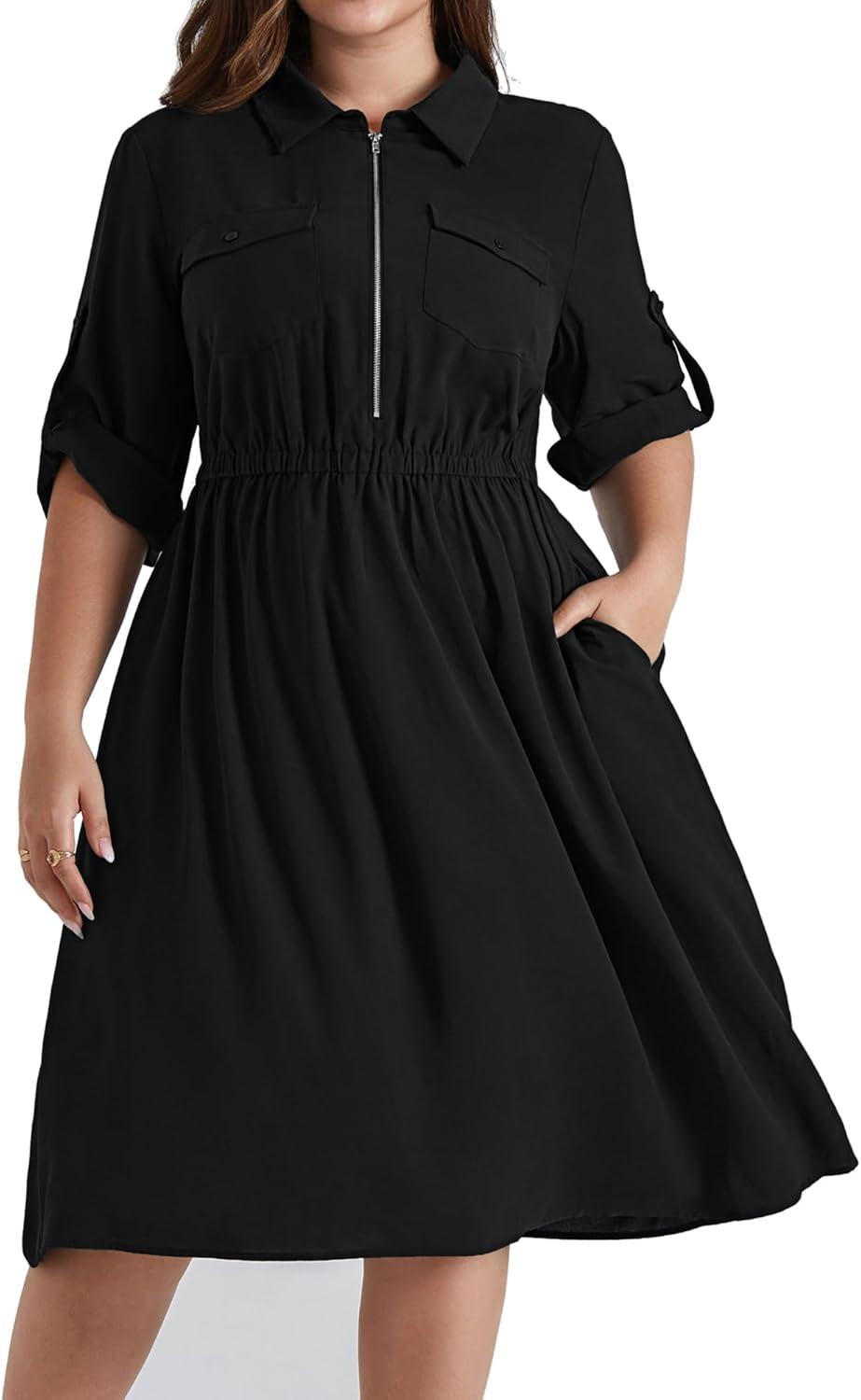 Hanna Nikole Plus Size Midi Dress: Style Meets Comfort with Pockets