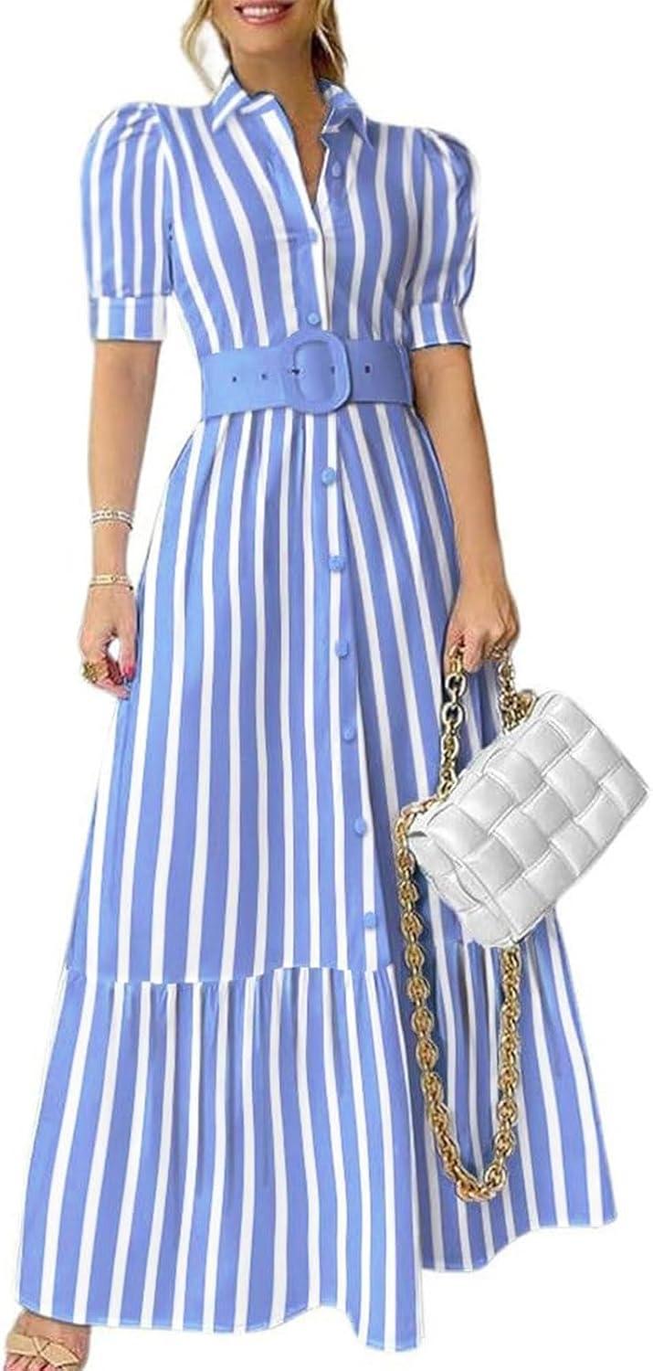How We Felt Wearing the utcoco Striped Button-Down Maxi Dress